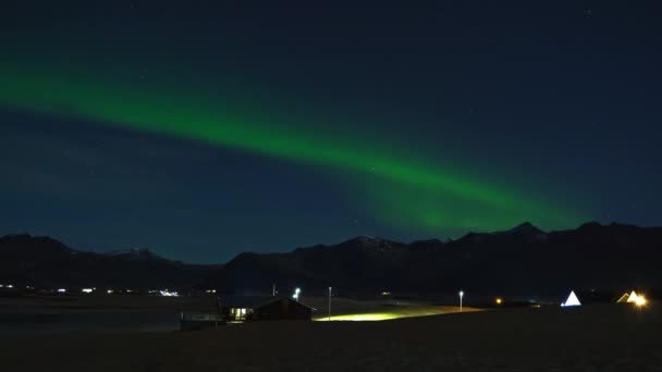 Northern Lights Aurora Borealis Real Time Lapse Ισλανδικός Νυχτερινός Ουρανός — Αρχείο Βίντεο