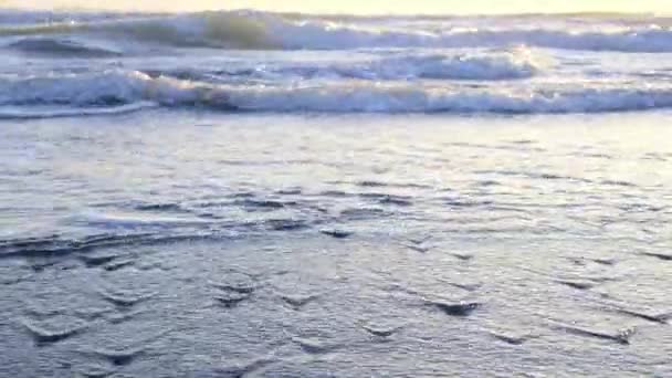 Sea Waves Black Volcanic Beach Close Clean Coast Black Volcanic — Video