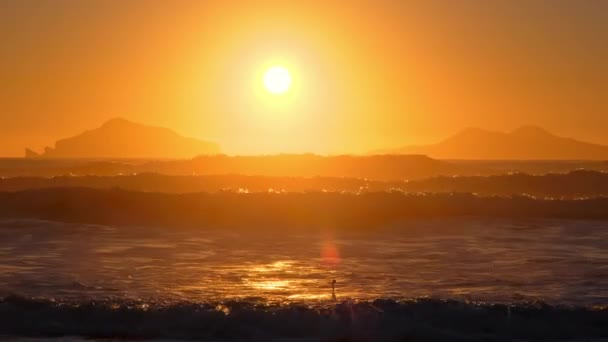 Sunset Mountains Sea Iceland Nature High Quality Footage Shot — Stockvideo