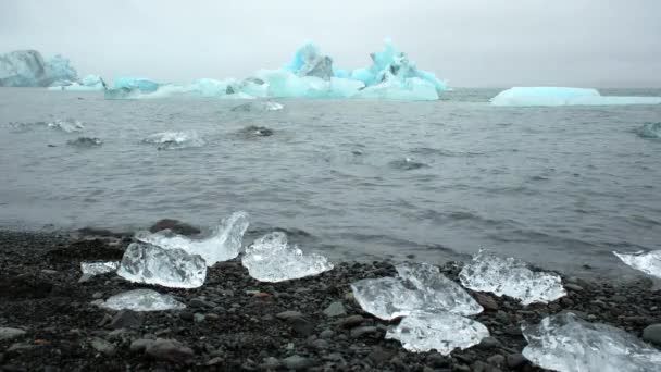 Blue Iceberg Foggy Glacier Lagoon Pure Nature Iceland Beautiful Natural — Video Stock