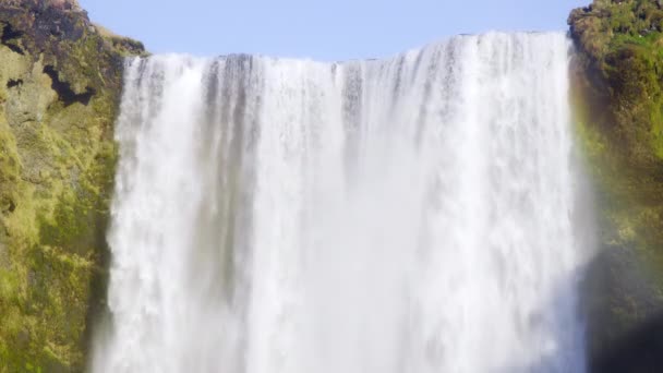 Skogafoss Famous Waterfall Iceland Autumn Season Skoga River Popular Tourist — Stock Video