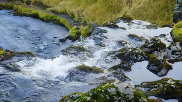 아이슬란드의 강이다 사이로 흐르는 흐르는 해상도 — 비디오