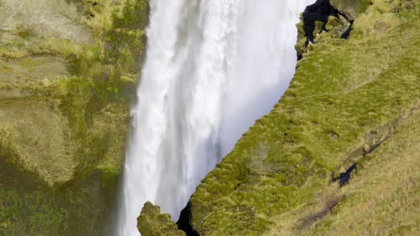 Skogafoss Famosa Cascada Islandia Temporada Otoño Río Skoga Atracción Turística — Vídeo de stock