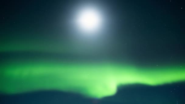 Aurora Boreal Luces Del Norte Islandia Myvatn Lake Night Time — Vídeos de Stock