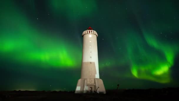 Aurora Borealis Zorza Polarna Islandii Noc Myvatn Lake Zjawisko Astronomiczne — Wideo stockowe