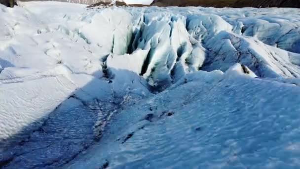 Természet Vatnajokull Gleccser Izlandon Fehér Kék Jég Téli Szezon Légi — Stock videók