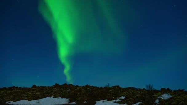 Aurora Borealis Northern Lights Iceland Myvatn Lake Night Time Lapse — Stok Video