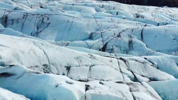 Vatnajokull Glacier Iceland Ancient Blue Ice Winter Landscape Aerial View — Stock Video