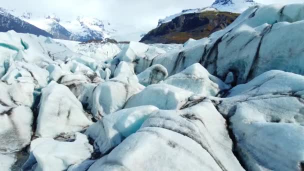 Vatnajokullglaciär Island Forntida Ren Blå Vinterlandskap Utsikt Över Luften Populärt — Stockvideo