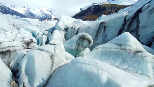 Vatnajokull Gletsjer Ijsland Oud Zuiver Blauw Ijs Winterlandschap Uitzicht Vanuit — Stockvideo