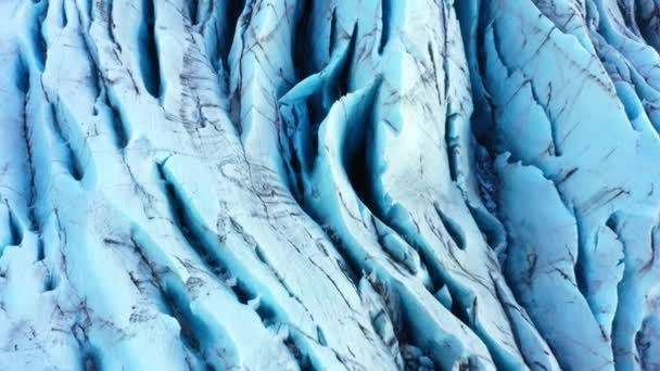 冰岛的Vatnajokull冰川 古老的蓝色冰冬季景观空中景观 高质量的4K镜头 — 图库视频影像