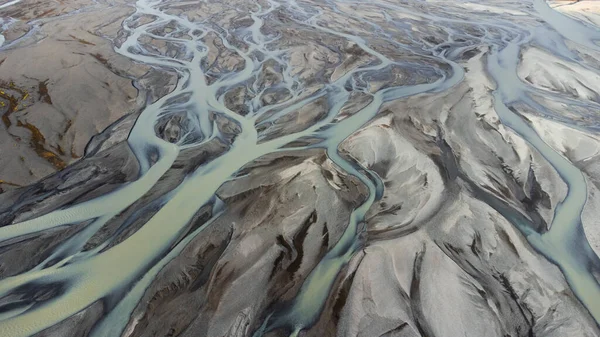 Sebuah Sungai Glasial Dari Atas Foto Udara Sungai Ini Berasal — Stok Foto