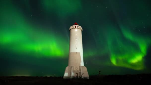 Aurora Borealis Northern Lights Iceland Myvatn Lake Night Time Lapse — 图库视频影像