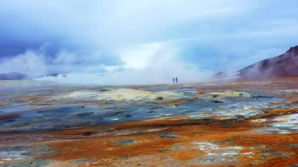 Área Geotérmica Islândia Energia Verde Pura Vale Enxofre Com Fumarolas — Vídeo de Stock