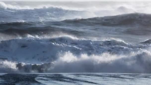 Potente Ola Oceánica Tormenta Océano Atlántico Fabulosa Marea Marina Día — Vídeo de stock