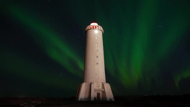 Aurora Borealis Northern Lights Iceland Myvatn Lake Night Time Lapse — Stock Video
