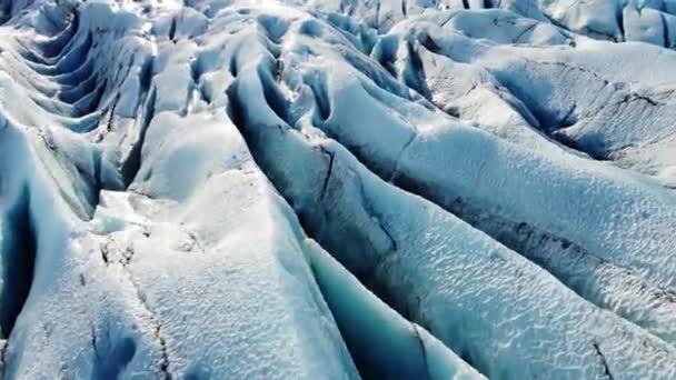 Natur Vatnajokull Glaciär Island Vit Snö Och Blå Vintersäsong Antenn — Stockvideo