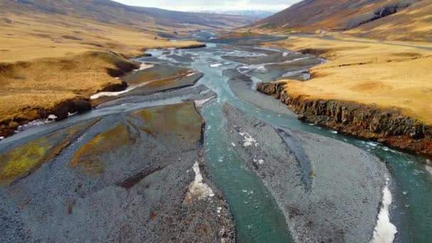 Río Con Pure Blue Glacier Water Islandia Naturaleza Paisaje Vista — Vídeos de Stock