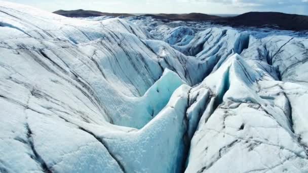 Vatnajokull Gleccser Izlandon Ősi Kék Jég Téli Táj Légi Kilátás — Stock videók