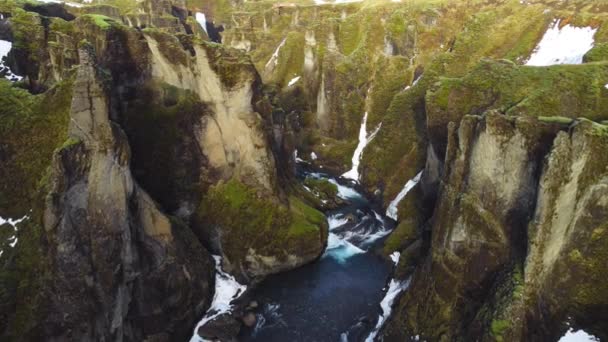 Cañón Islandia Atracción Turística Fama Mundial Paisaje Natural Escénico Islandia — Vídeo de stock
