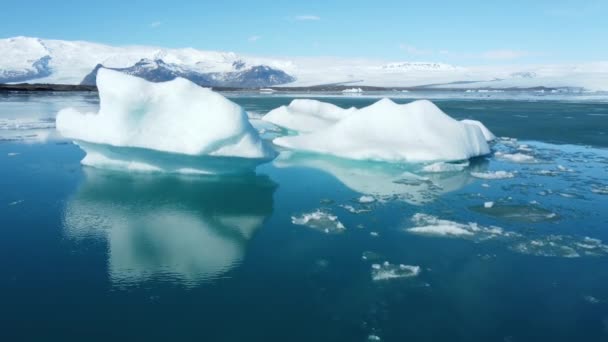 Iceberg Del Derretimiento Del Glaciar Islandia Vista Aérea Primer Plano — Vídeo de stock