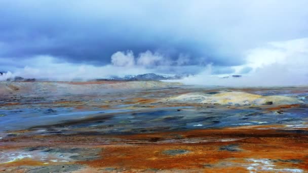 Γεωθερμική Περιοχή Στην Ισλανδία Καθαρή Πράσινη Ενέργεια Στην Κοιλάδα Του — Αρχείο Βίντεο