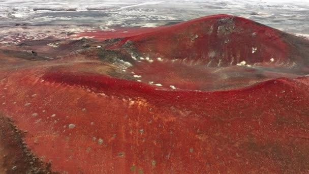 Utdöd Röd Vulkan Island Spår Geotermisk Aktivitet Jorden Ovanligt Naturlandskap — Stockvideo