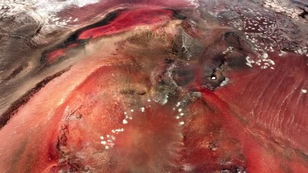 冰岛被扑灭的红色火山 不同寻常的自然奇观地热活动4K — 图库视频影像