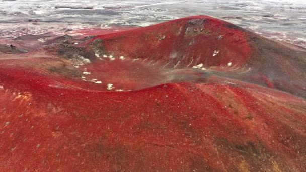 Vulcão Vermelho Extinto Islândia Maravilha Natureza Incomum Atividade Geotérmica — Vídeo de Stock