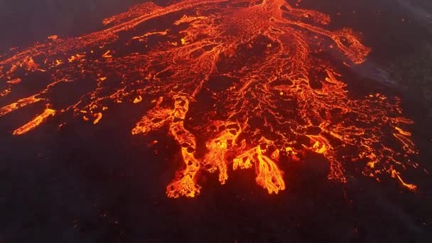 Volcano Eruption 2023 Red Burning Lava Erupts Ground Iceland Formation — Stock Video