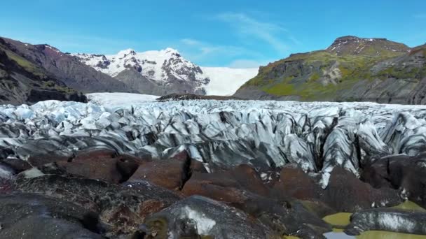 Nature Vatnajokull Gletscher Island Weißer Schnee Und Blaues Eis Wintersaison — Stockvideo