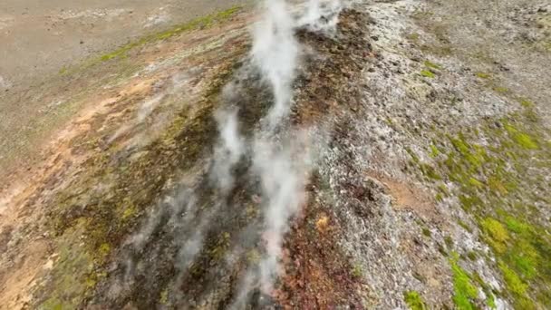 Геотермальная Зона Возле Озера Myvatn Смоки Хилл Природе Исландия Дым — стоковое видео