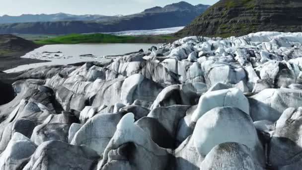 Ледник Vatnajokull Исландии Белый Снег Голубой Лед Зимний Пейзаж Высококачественные — стоковое видео