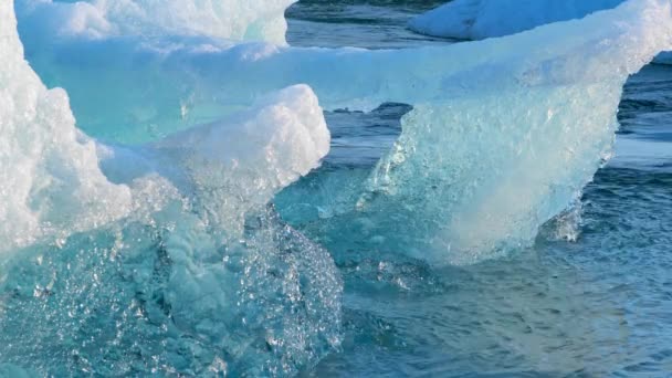 Modré Ledovce Odtržení Ledovce Čistá Příroda Island Crystal Clear Blue — Stock video
