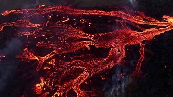Volcano Eruption 2023 Red Burning Lava Erupts Ground Iceland Formation — Stockvideo