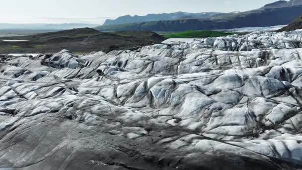 Φύση Vatnajokull Παγετώνας Στην Ισλανδία Λευκό Χιόνι Και Μπλε Πάγο — Αρχείο Βίντεο