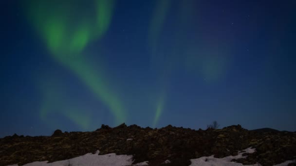 Aurora Borealis Zlanda Daki Kuzey Işıkları Myvatn Gölü Gecesi Zaman — Stok video