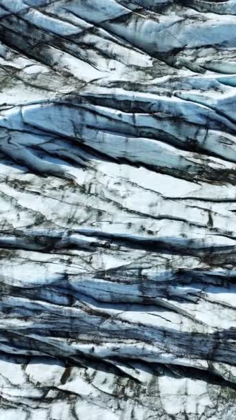 Vertikale Leinwand Vatnajokull Gletscher Island Pures Blaues Eis Winterlandschaft Luftaufnahme — Stockvideo