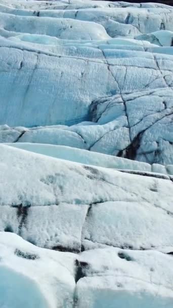 Vertical Screen Vatnajokull Glacier Iceland Pure Blue Ice Winter Landscape — Stock Video