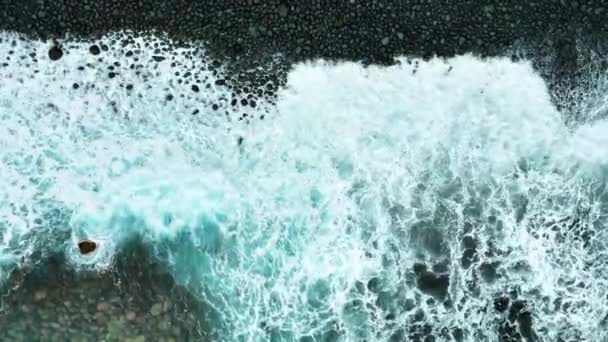 Pure Blue Ocean Water Waves Light Reflections Slow Motion Powerful — Stock Video