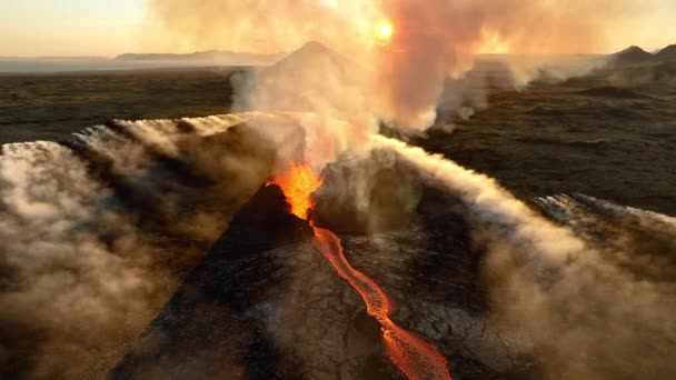 Drone Air Video Iceland Volcanic Eruption 2023 Inglés Volcán Litli — Vídeo de stock