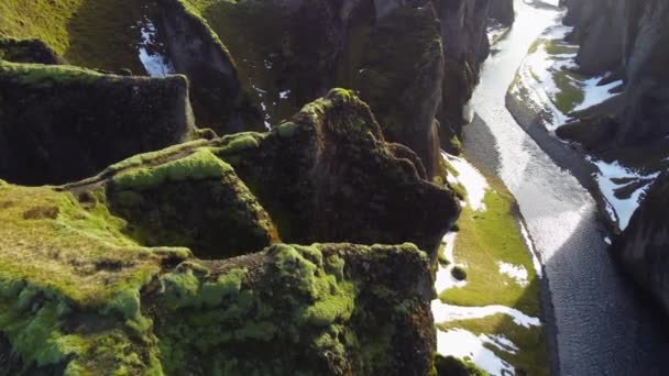 Каньон Исландии Всемирно Известная Достопримечательность Пейзаж Природы Концепция Путешествия Путешествия — стоковое видео