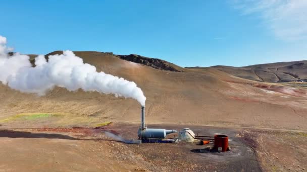 Moderní Geotermální Energie Elektrárna Práce Nachází Malebné Sopečné Krajiny Islandu — Stock video