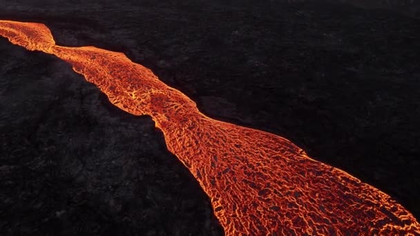 Vulkánkitörés Forró Forró Láva Tör Izlandról Drón Repül Magma Folyó — Stock videók