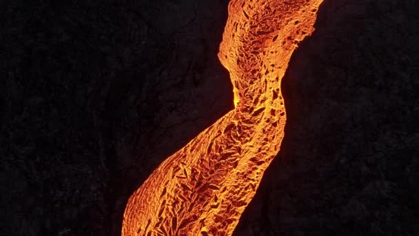 Vulkánkitörés Forró Forró Láva Tör Izlandról Drón Repül Magma Folyó — Stock videók