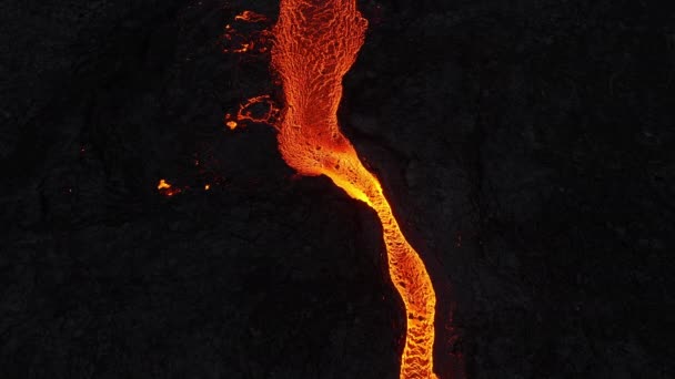 Eruzione Vulcanica Eruzioni Rosse Lava Bollente Terra Islanda Drone Che — Video Stock