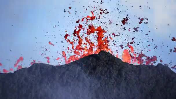 火山喷发缓慢运动 靠近火山火山口的熔岩喷发和喷涌 活火山在冰岛2023年 高质量的4K镜头 — 图库视频影像