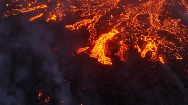Corriente Lava Ramificada Erupción Del Volcán Islandia 2023 Brota Una — Vídeos de Stock