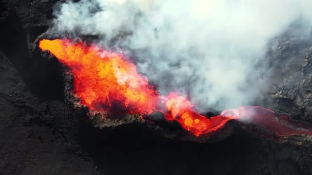 Vulkánkitörés Forró Forró Láva Tör Izlandról Drón Repül Aktív Vulkáni — Stock videók