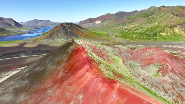분화된 이끼로 뒤덮인 아이슬란드의 순수하게 오염되지 활동의 Eic Airview — 비디오